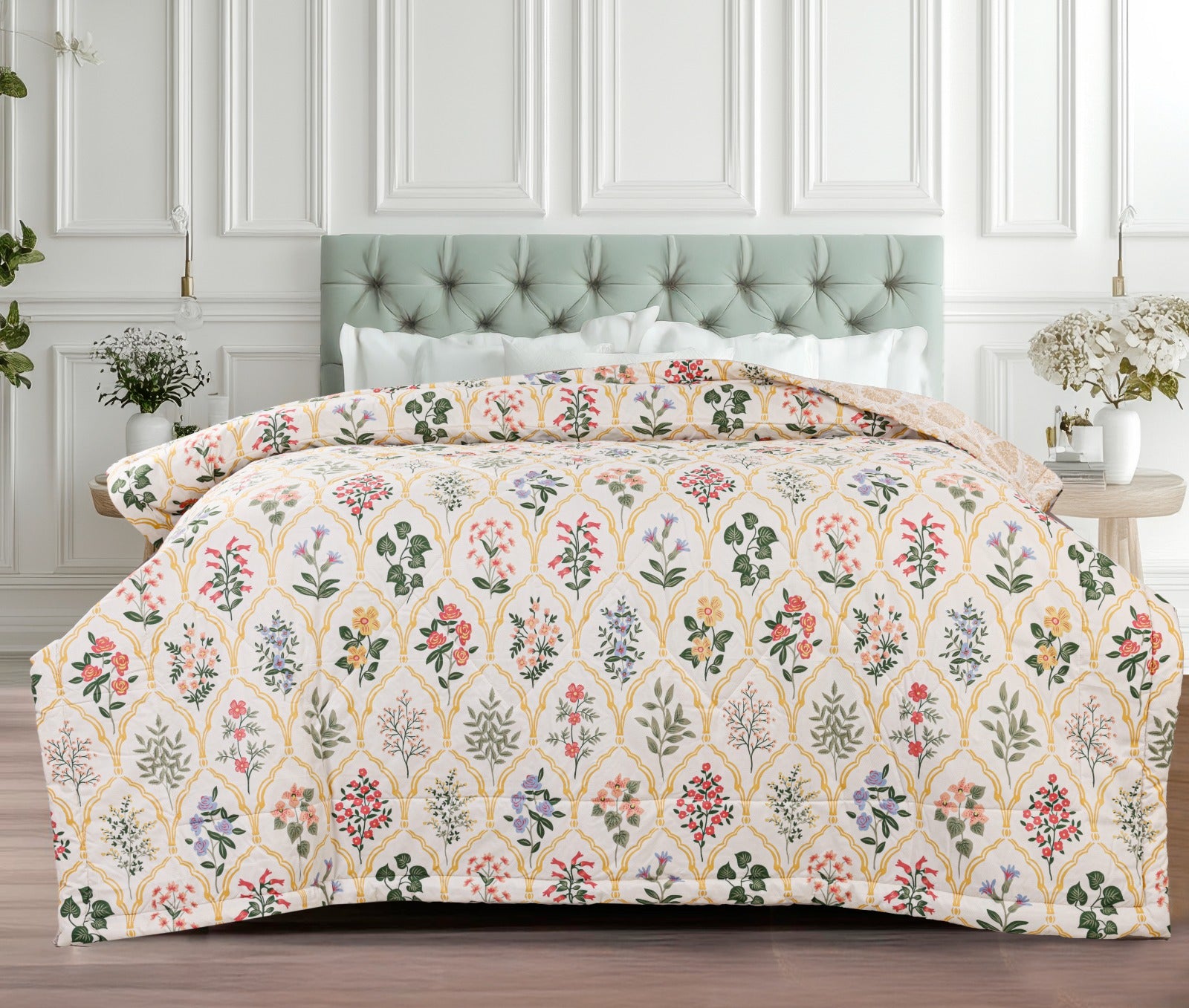 Designer Floral Soft & Fluffy Reversible Ac Room Printed Double Bed Comforters |by Home Collective