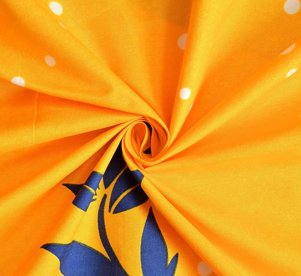 પીળા સ્પાર્કલ લીફ પ્રિન્ટેડ સ્થિતિસ્થાપક ફીટેડ કિંગ સાઈઝ બેડશીટ ઓશીકાના કવર સાથે | હોમ કલેક્ટિવ દ્વારા