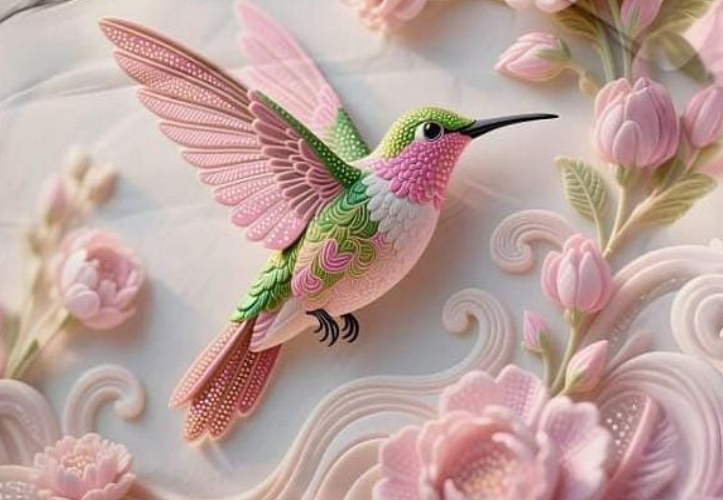 Blush Hummingbird Floral 7D Digital Printed Cotton Queen size Bedsheet set |Super soft 310 TC