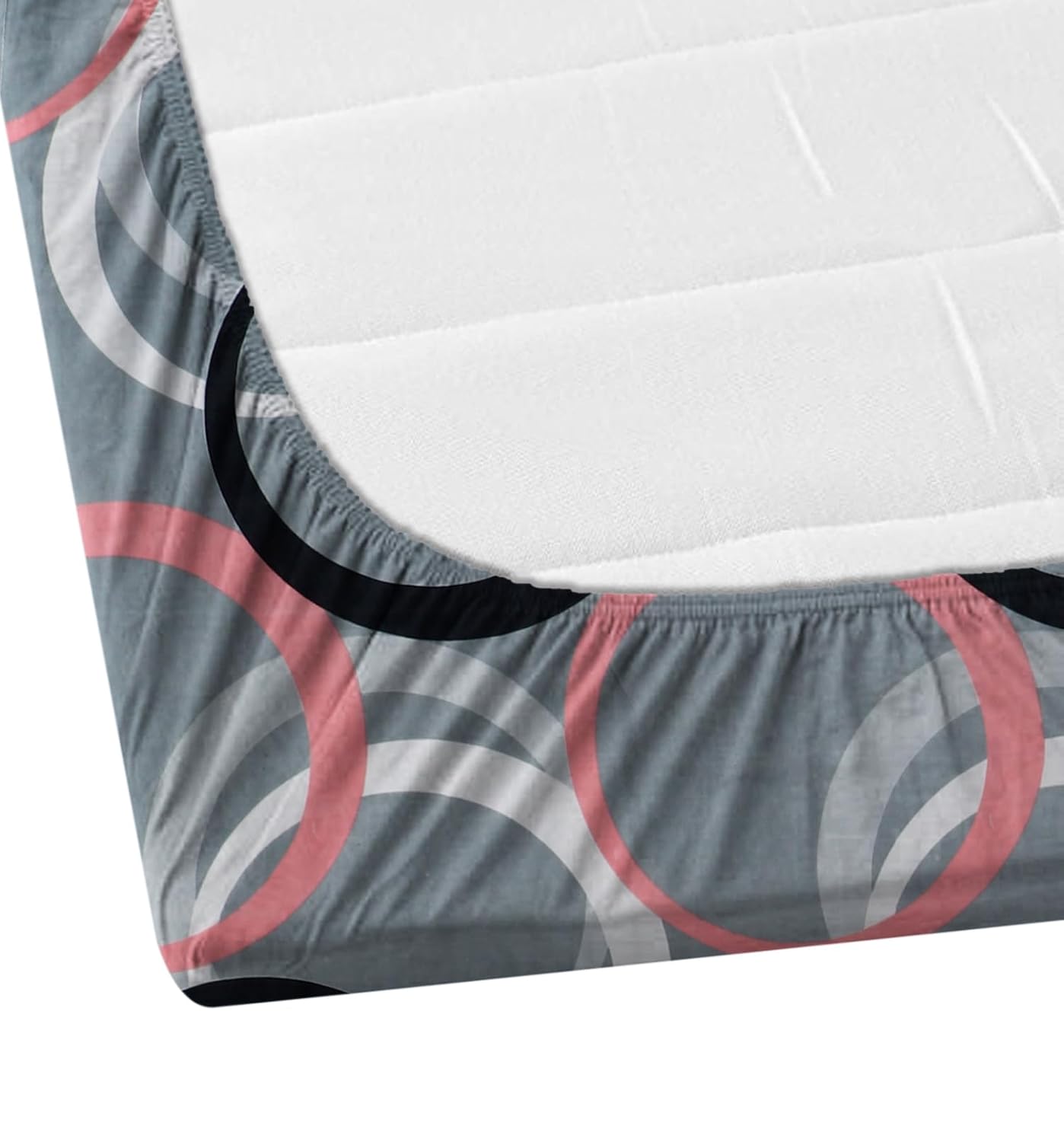 Grey Circle 360 Degree Elastic Fitted king size Bedsheet with Pillow cover |by Home Collective