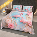 Pink Flamingo lovers Floral 7D Digital Printed Cotton 310 TC Queen size Bedsheet set |by Home Collective