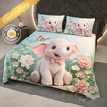 Cute Little Elephant Baby 7D Digital Printed Cotton 310 Tc Queen size Bedsheet set |by Home Collective