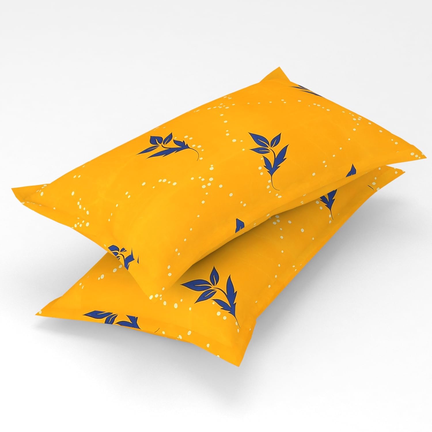 Premium Cotton 210 TC Leaf Printed Flat Queen size Bedsheets with 2 Pillow Covers | by Home Collective