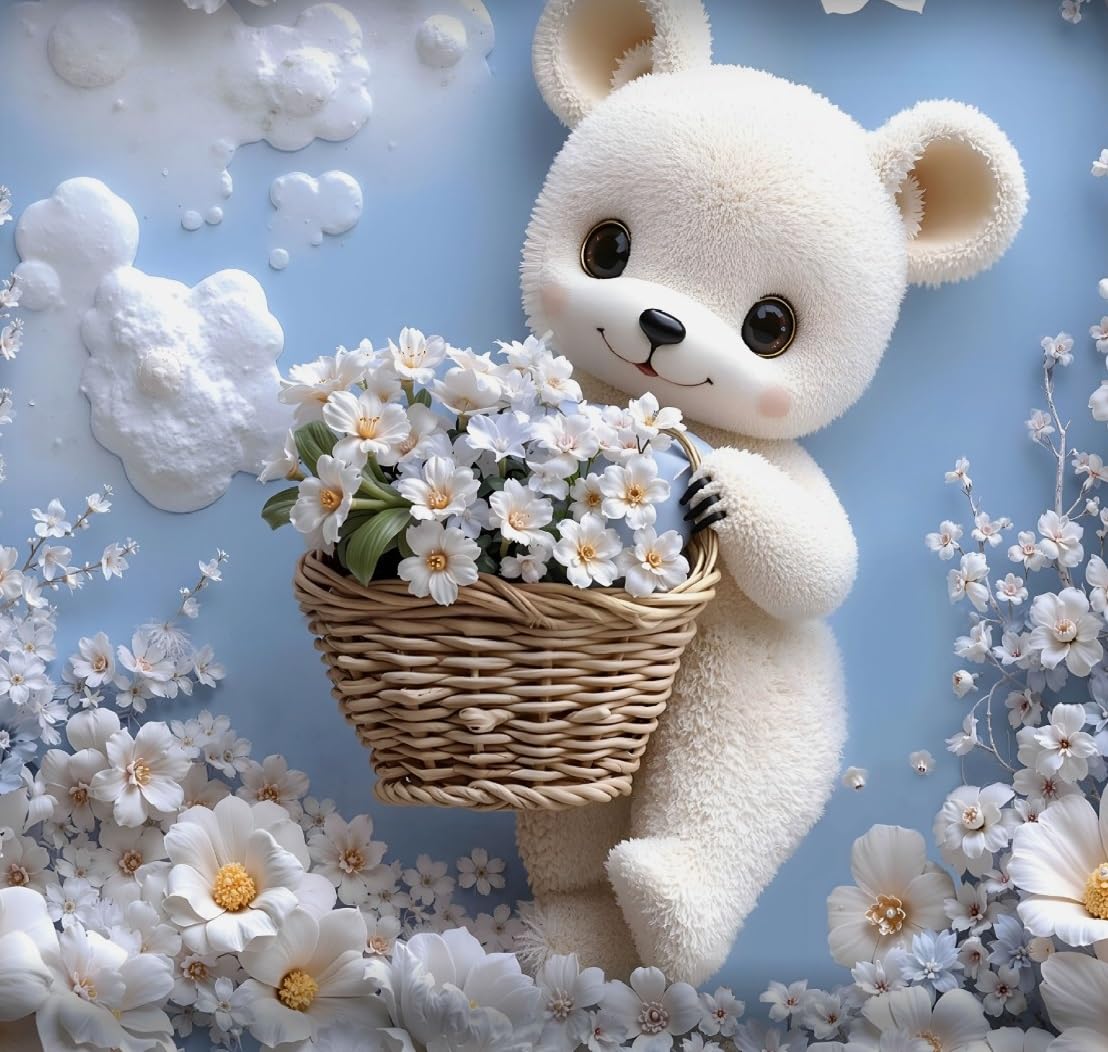 Cute Teddy Bear Floral 7D Digital Printed Cotton 310TC Queen size Bedsheet set |by Home Collective