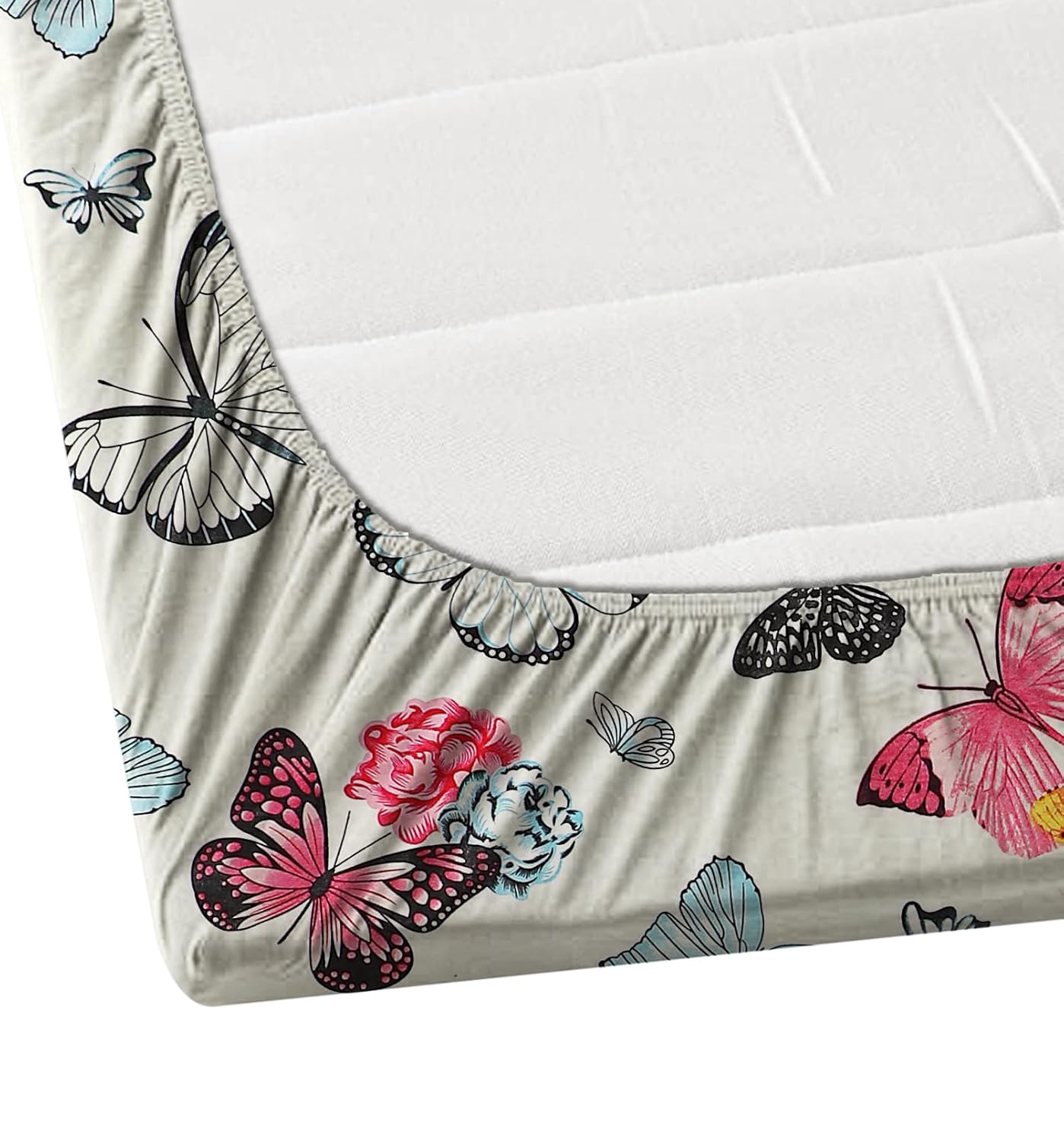 Cute Butterfly 360 Degree Elastic Fitted King size Bedsheets with Pillow covers |by Home Collective