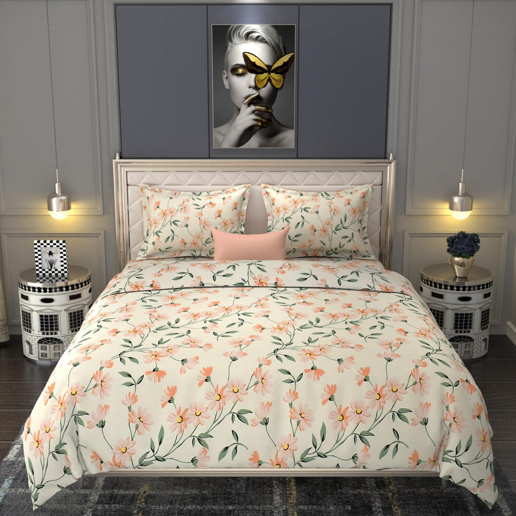 Premium all over Flower Printed|210 Tc Cotton Queen size Bedsheet set (Buy 1 Get 1 Free)