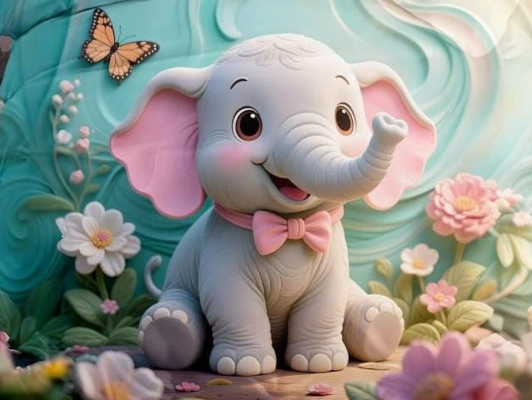 Cute Little Elephant Baby 7D Digital Printed Cotton 310 Tc Queen size Bedsheet set |by Home Collective