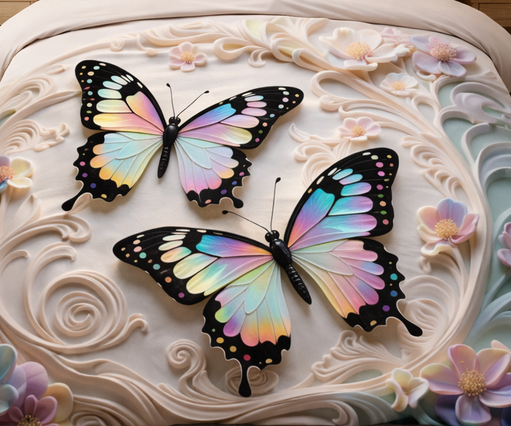 Dreamy Butterfly 7D Digital Printed Cotton 310 TC Queen size Bedsheet set |by Home Collective