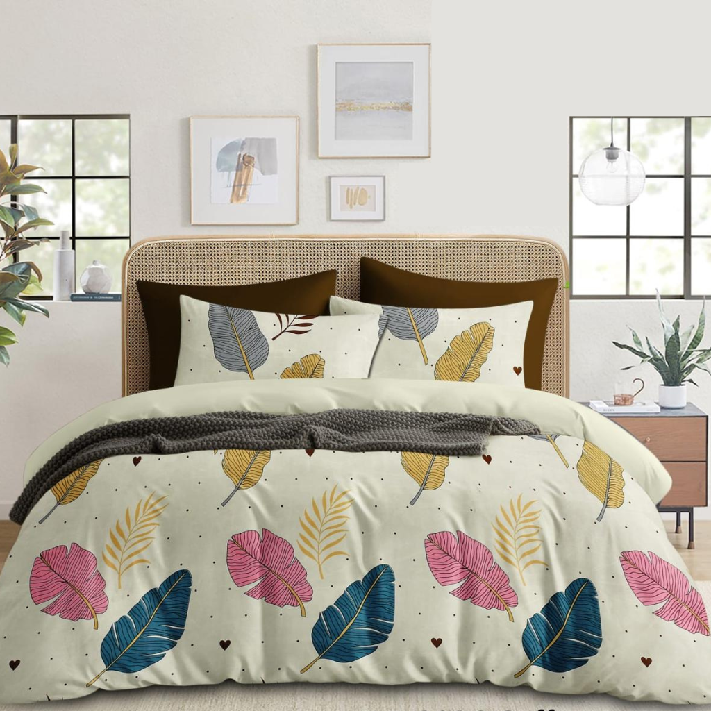 Mystical Feather's Printed |210 Tc Cotton Queen size Bedsheet set (Buy 1 Get 1 Free)