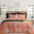 Premium Cotton 210 TC Floral Printed Flat Queen size Bedsheets with 2 Pillow Covers | by Home Collective