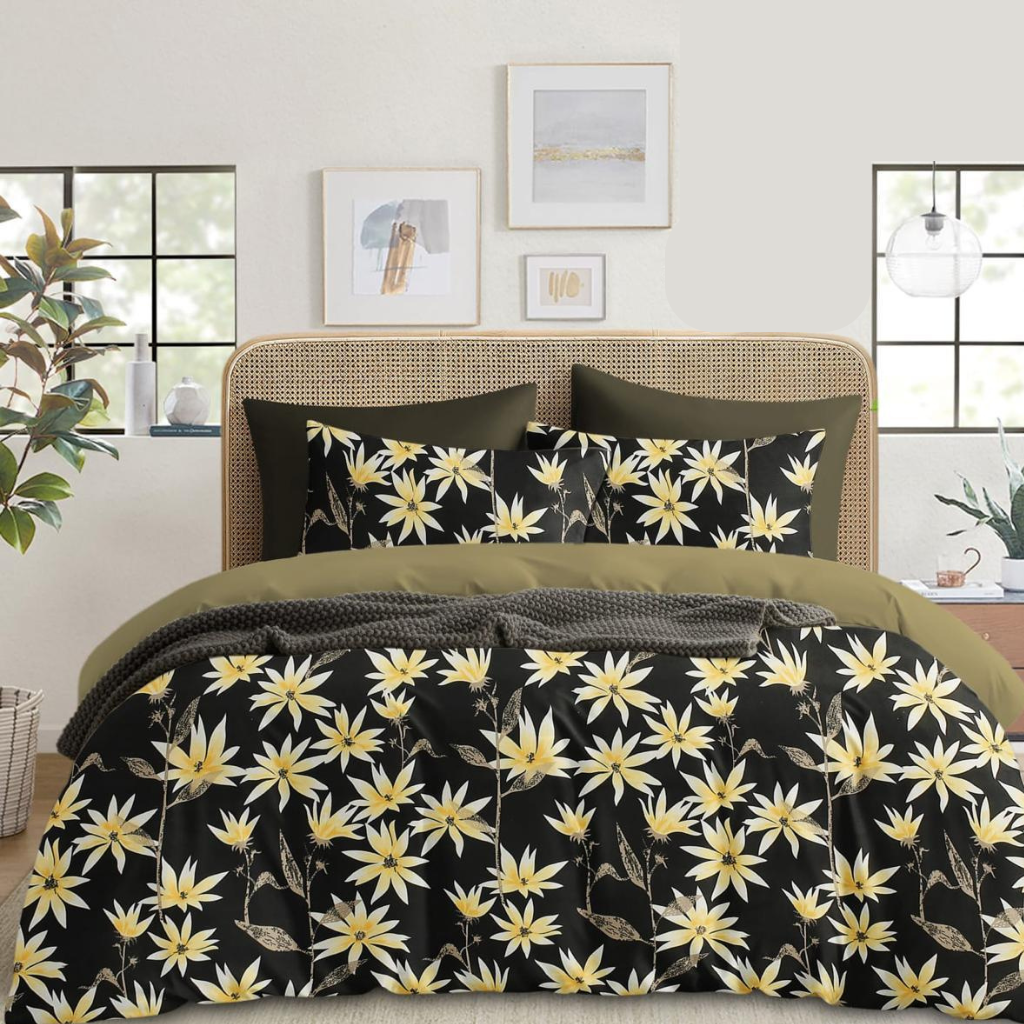 Premium Cotton 210 TC Floral Printed Flat Queen size Bedsheets with 2 Pillow Covers | by Home Collective