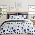 Abstract Blue Circles Printed |210Tc Cotton Queen size Bedsheet set (Buy 1 Get 1 Free)
