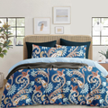 Premium Cotton 210 TC Blue Paisley Design Flat Queen size Bedsheets with 2 Pillow Covers | by Home Collective