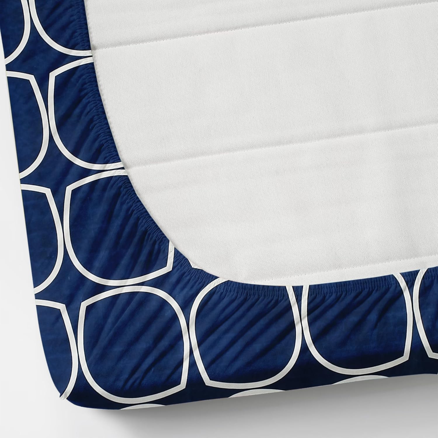 Blue leaf Pattern Cotton Elastic Fitted Bedsheet & Pillow cover set |by Home Collective