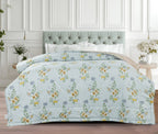 Light Blue Floral Soft & Fluffy Reversible Ac Room Printed Double Bed Comforters |by Home Collective