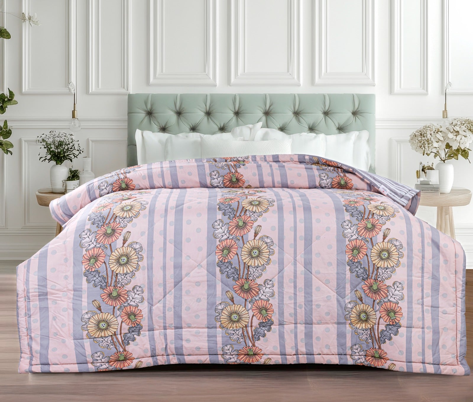 Purple Floral Soft & Fluffy Reversible Ac Room Printed Double Bed Comforters |by Home Collective