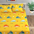 કિડ્સ ફિશ કેરેક્ટર પ્રિન્ટેડ કોટન ઇલાસ્ટીક ફીટેડ કિંગ સાઈઝ બેડશીટ્સ ઓશીકાના કવર સાથે | હોમ કલેક્ટિવ દ્વારા