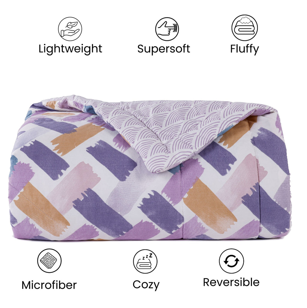 Purple Brush stroke Reversible Printed Soft & Lightweight Double bed Ac Comforters
