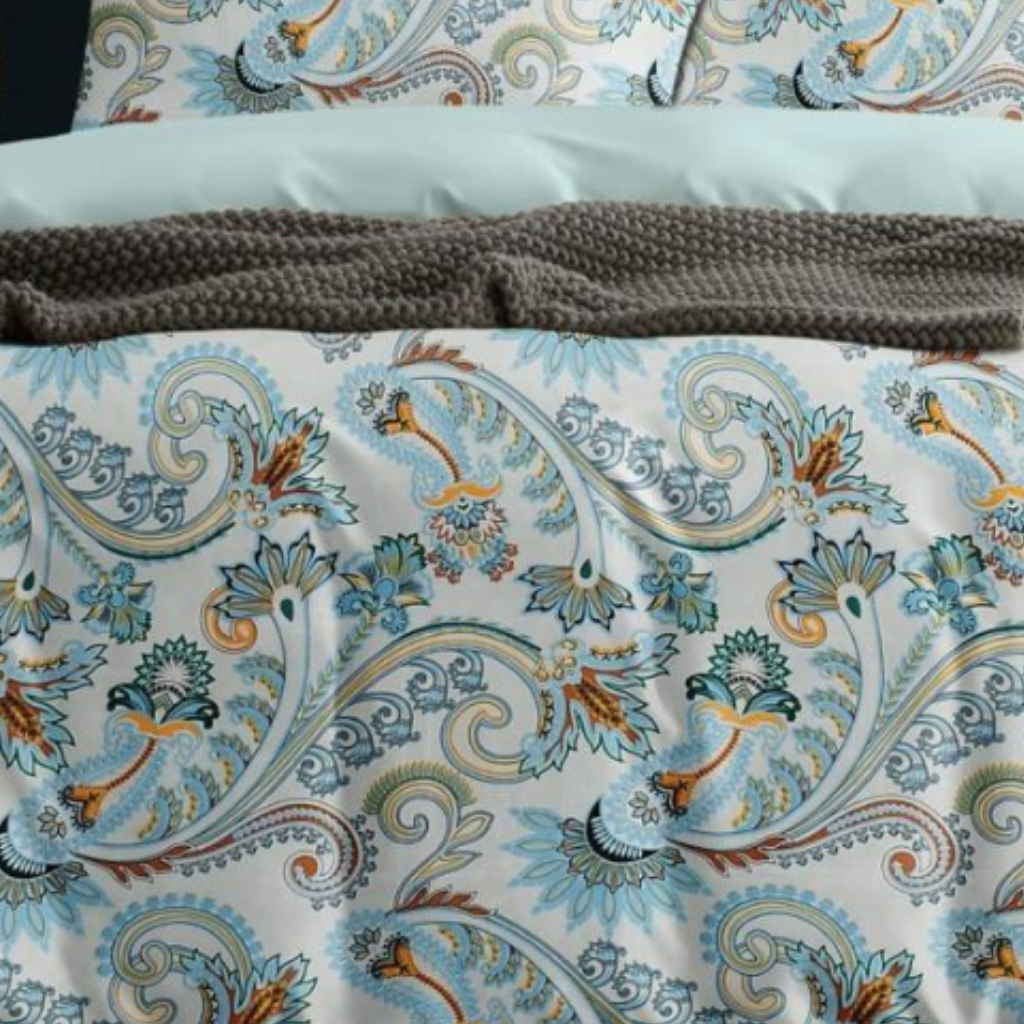 Premium Cotton 210 TC Paisley Design Flat Queen size Bedsheets with 2 Pillow Covers | by Home Collective