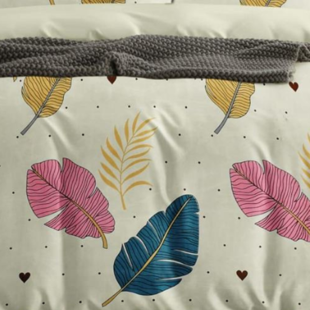 Mystical Feather's Printed |210 Tc Cotton Queen size Bedsheet set (Buy 1 Get 1 Free)