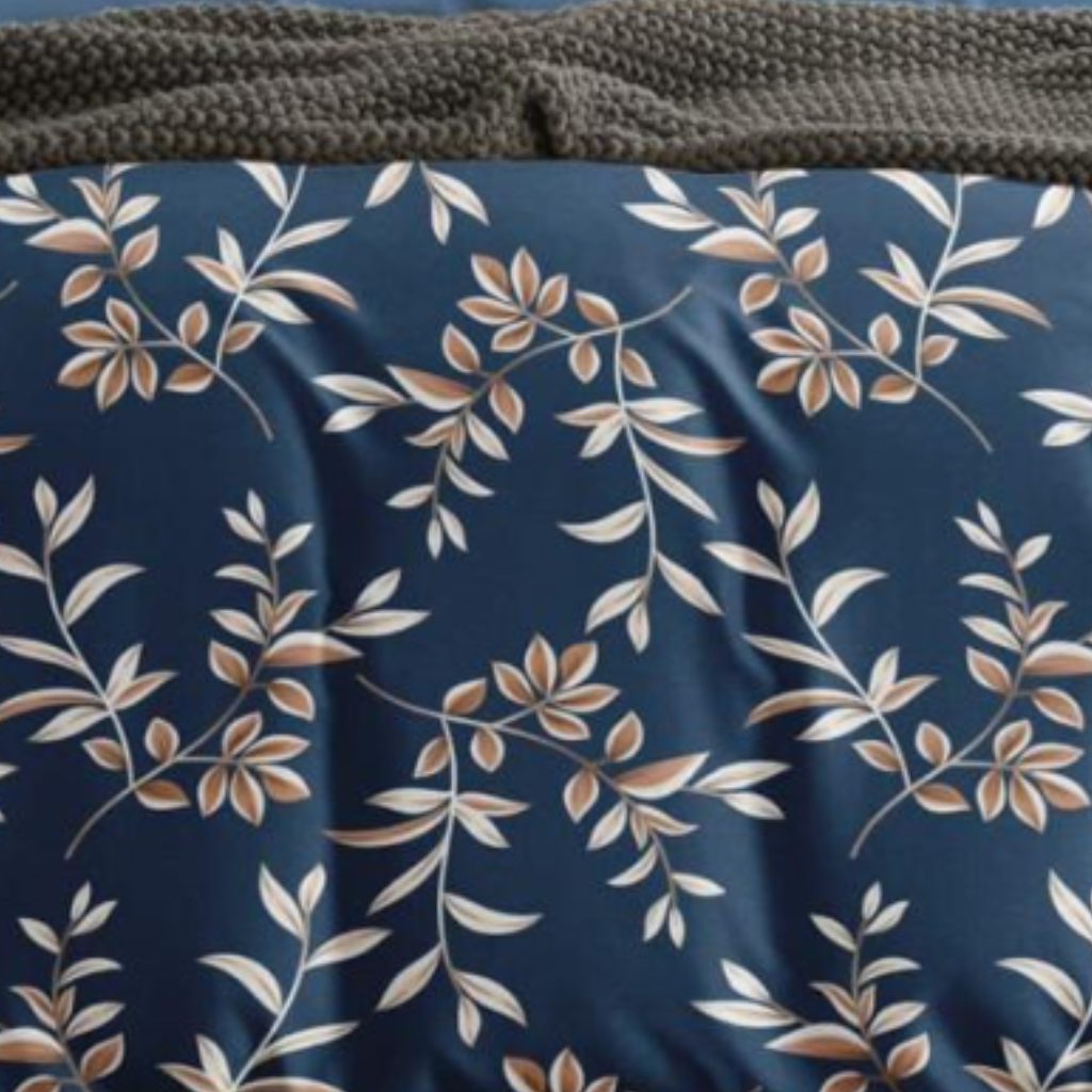 Premium Cotton 210 TC Leaf Printed Flat Queen size Bedsheets with 2 Pillow Covers | by Home Collective