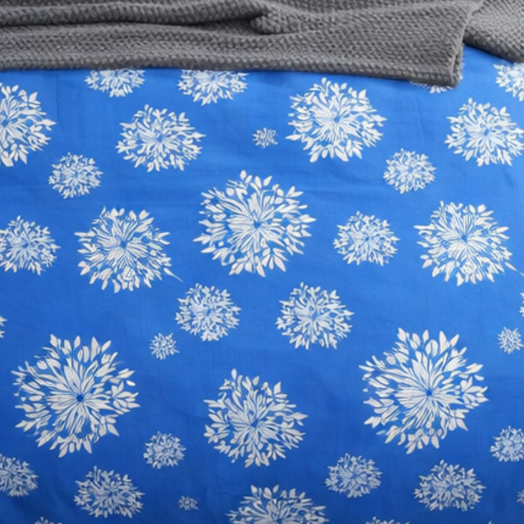 Blue Saffron Floral Printed 210 Tc Cotton Queen size Bedsheet with 2 Pillow covers |by Home Collective