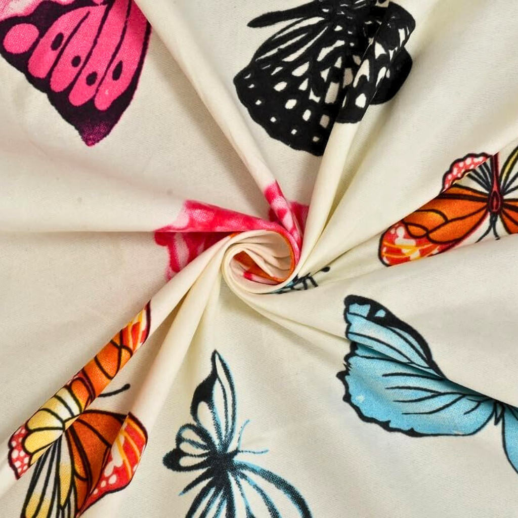 Cute Butterfly Printed |210Tc Cotton Queen size Bedsheet set (Buy 1 Get 1 Free)