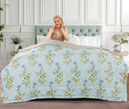 Light Blue Floral Soft & Fluffy Reversible Ac Room Printed Double Bed Comforters |by Home Collective