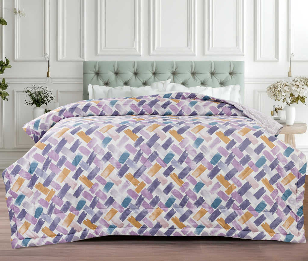 Purple Brush stroke Reversible Printed Soft & Lightweight Double bed Ac Comforters